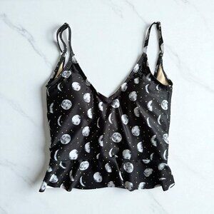 KORTNI JEANE Moon Lunar Phases Print Swim Tankini Top Size XS